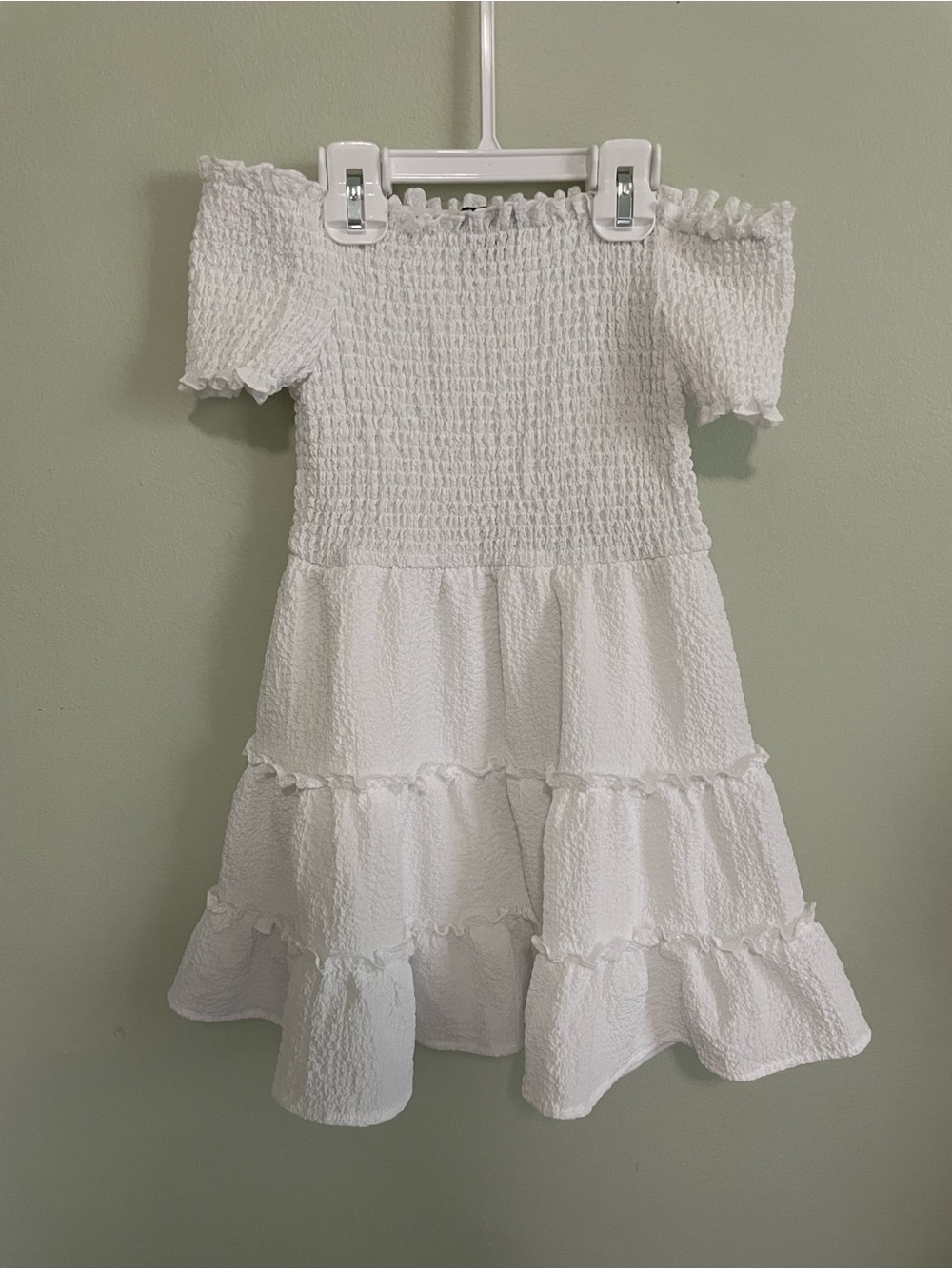 art class White Smocked Off-Shoulder Tiered Girl's Dress